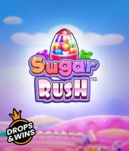 Dive into the colorful world of Sugar Rush by Pragmatic Play, showcasing a vibrant candy dispenser set against a whimsical background of candyland. This image portrays the fun and excitement of the game, adorned with vivid candies and engaging typography. Ideal for those with a sweet tooth, offering a delightful gaming experience. 